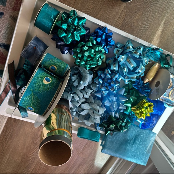 Peacock Theme Blue & Teal Gift Bows  Variety Pack for Gift/Party Decorations - Picture 7 of 12